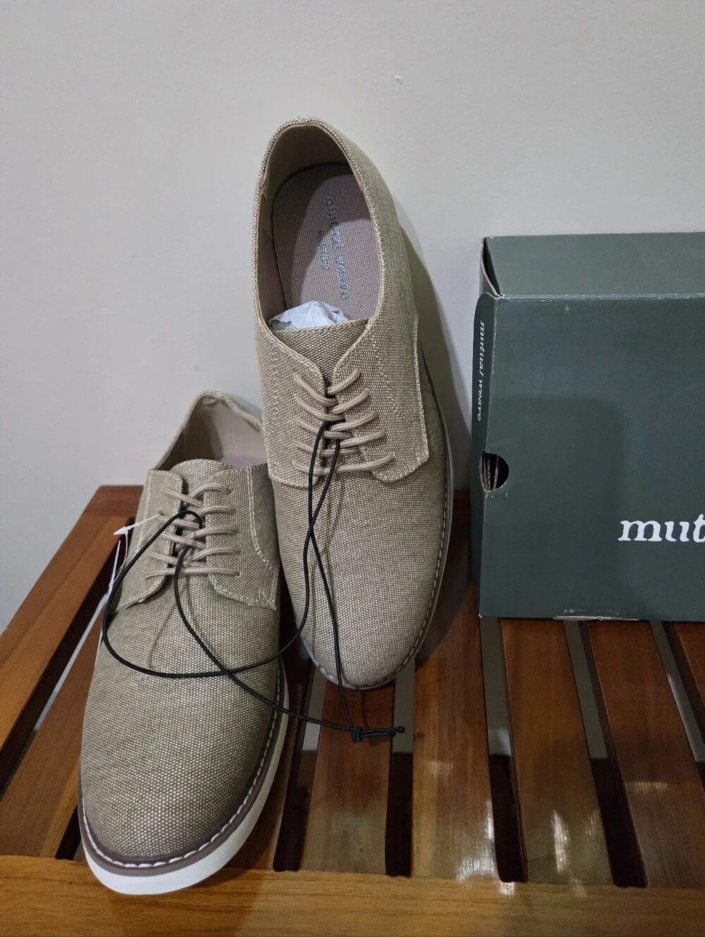 Mutual Weave Men's Porter Sand Canvas Derby Shoes Size 9.5
